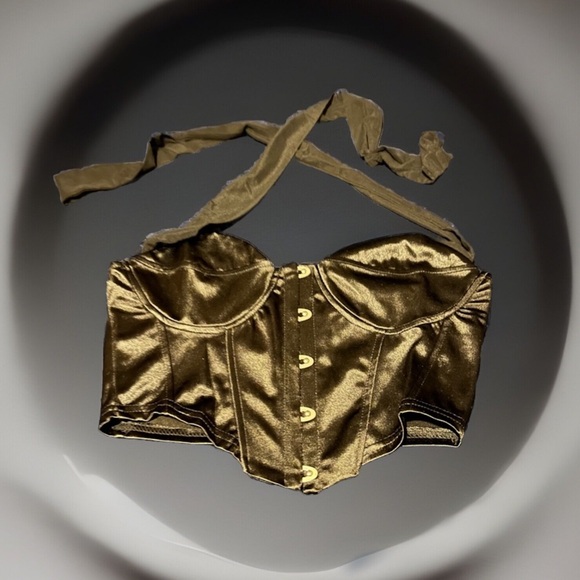 Sexy Black Magnetic Hook & Eye Design Asymmetrical Bustier Corset Crop Camisole - Picture 6 of 17